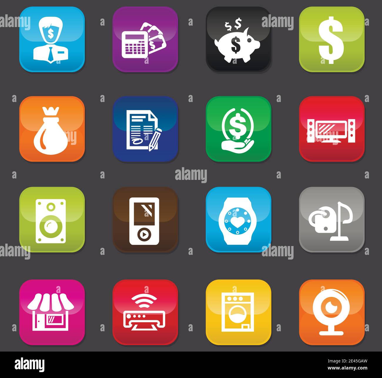 Pawn shop icons set Stock Vector