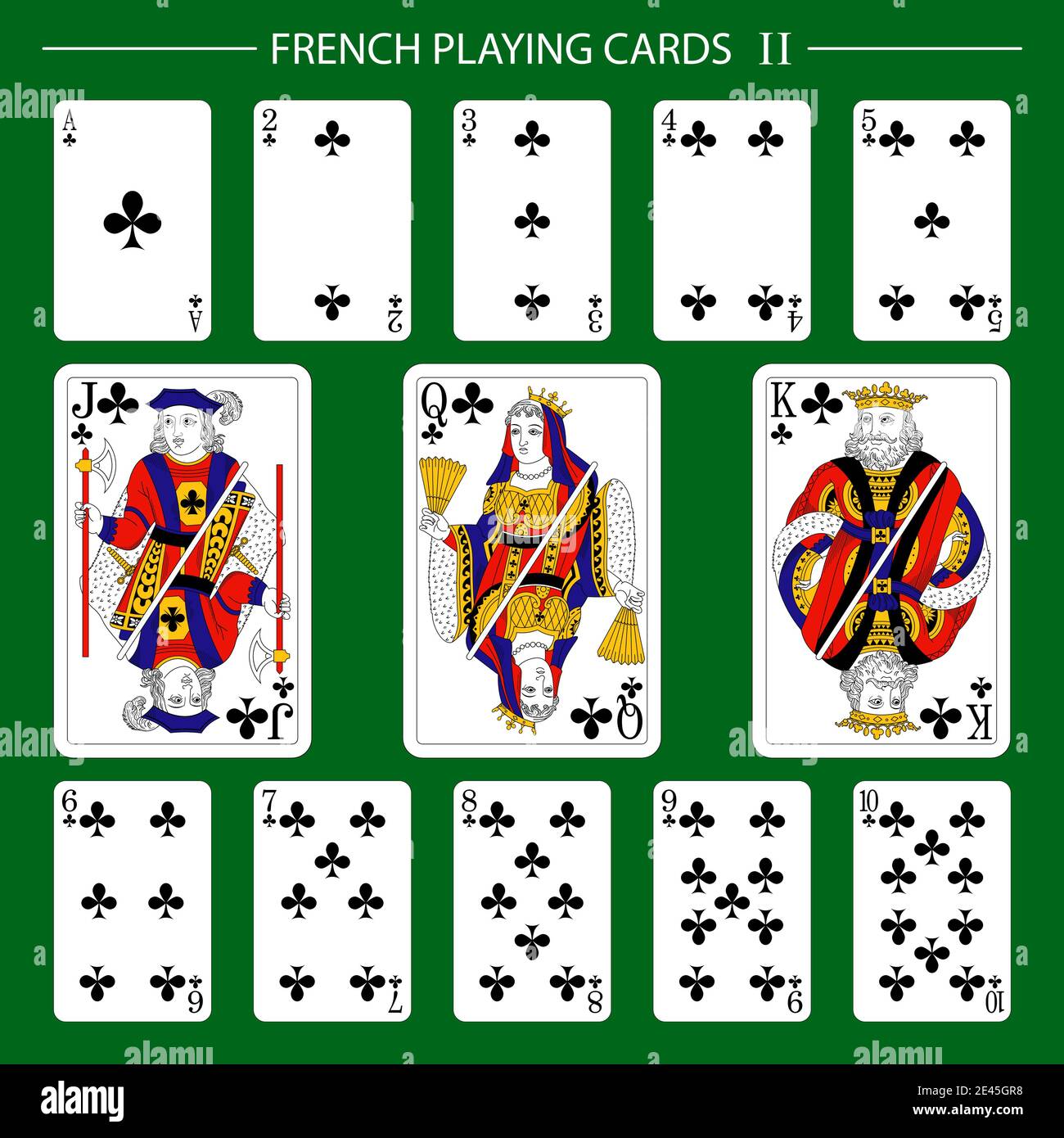 French playing cards suit clubs 2 Stock Vector