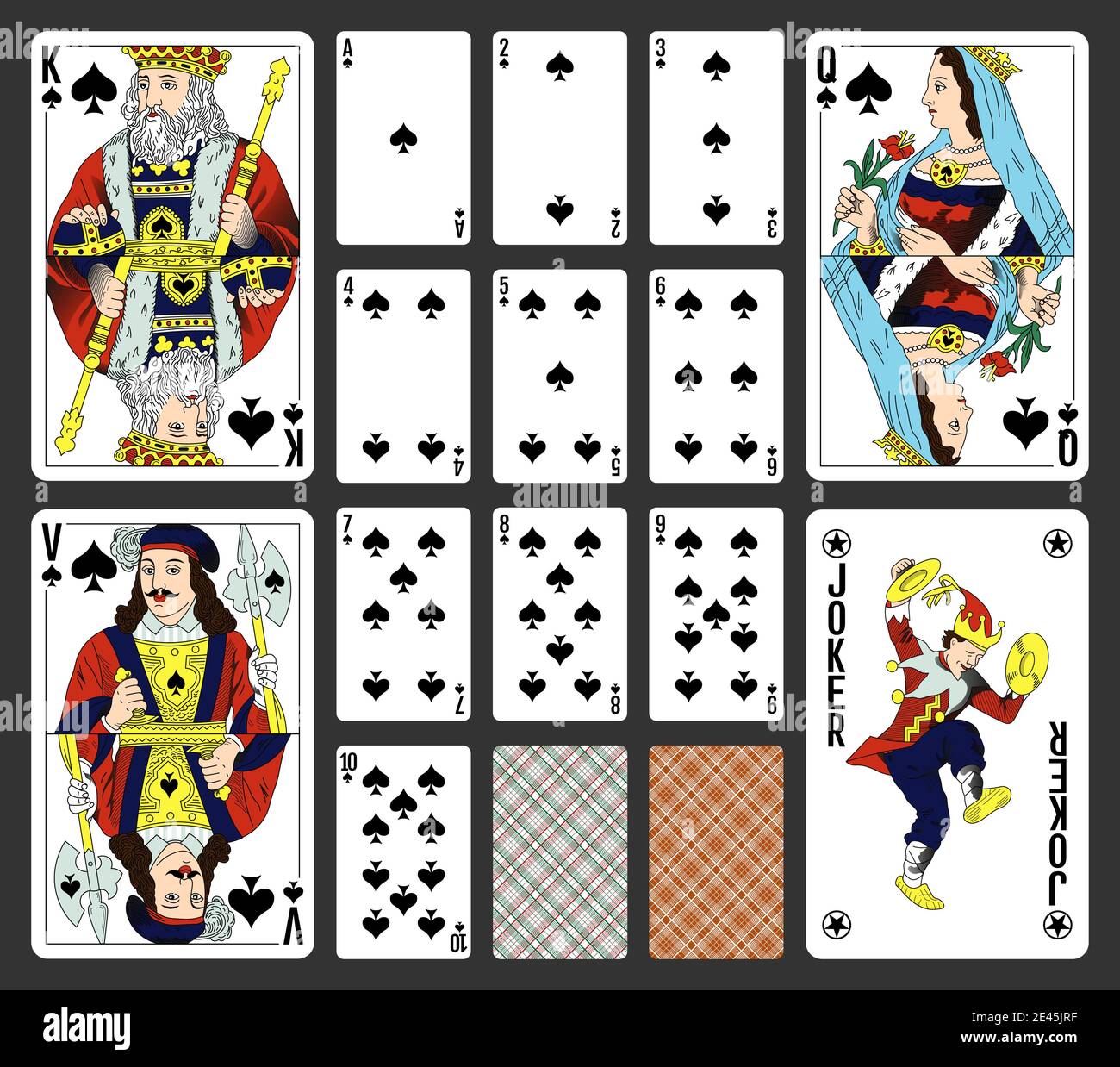 Diamond suit playing cards of King, Queen and Jack in funny modern flat  style Stock Vector