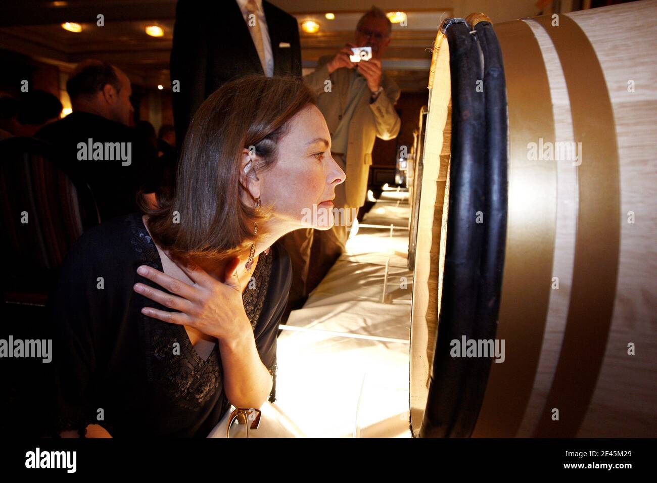 French Actress Carole Bouquet attends an wine auction to benefit charity association 'La voix de l'enfant' (The Child's Voice), in Bordeaux, southwestern France on June 2, 2009. Ten barrels manufactured from a 340-year-old oak and personalized by artists have been auctioned. Bouquet is the association's spokesperson. Photo by Patrick Bernard/ABACAPRESS.COM Stock Photo