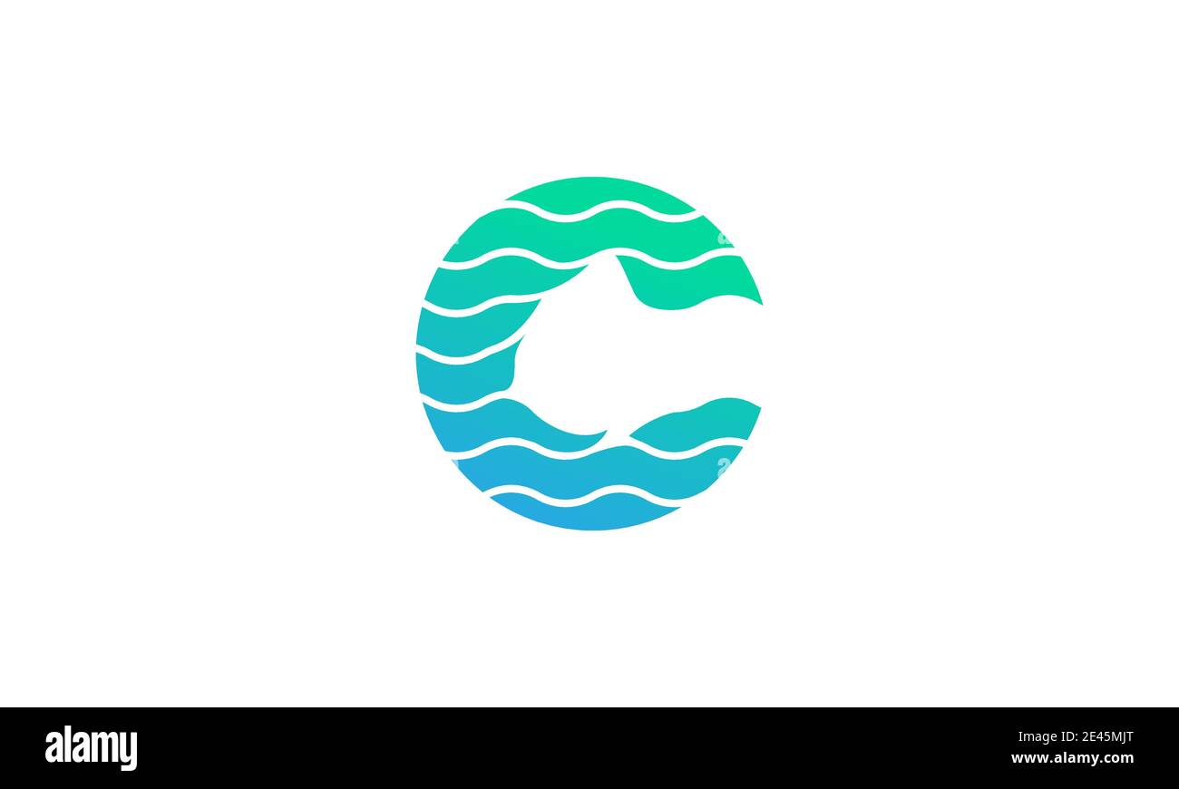 letter c with sea wave colorful logo symbol icon vector graphic design ...