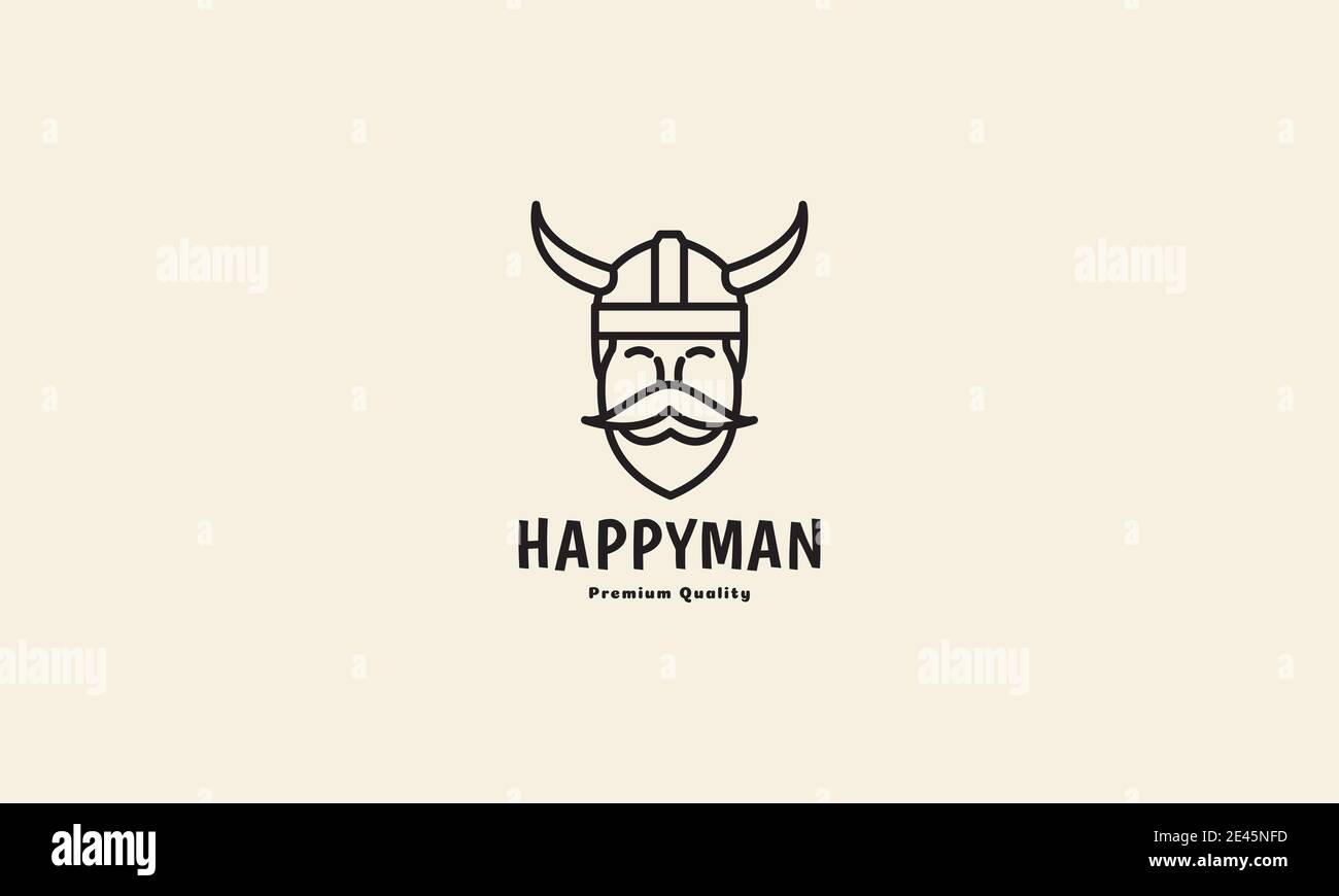 viking man line vintage simple logo design Stock Vector