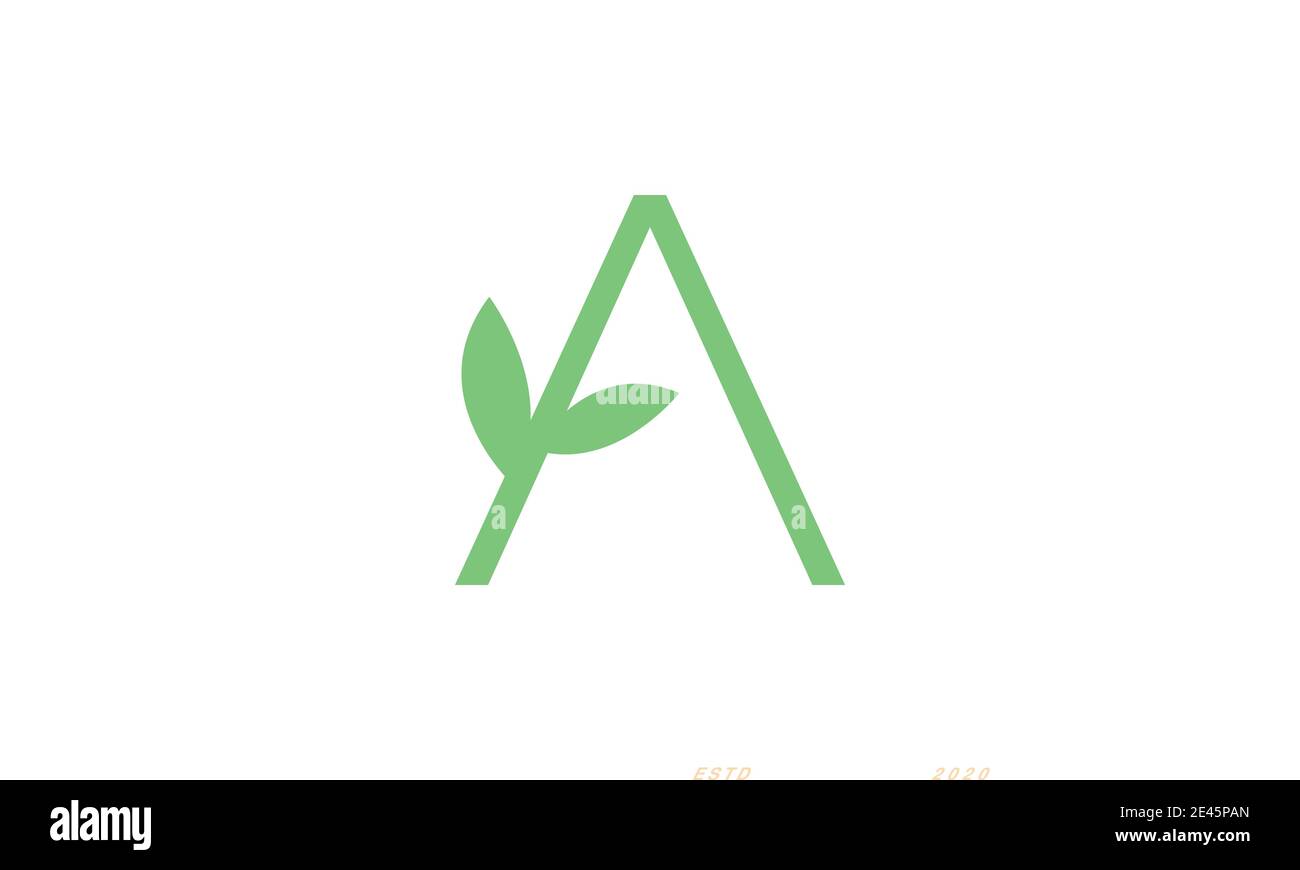 letter A modern triangle line with leaf logo symbol icon vector graphic design Stock Vector