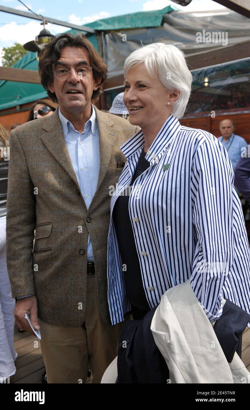 Francoise De Panafieu and Luc Ferry arriving at the VIP area 'Le Village' during the 2009 French Tennis Open at Roland Garros arena in Paris, France on June 7, 2009. Photo by Gorassini-Guignebourg/ABACAPRESS.COM Stock Photo