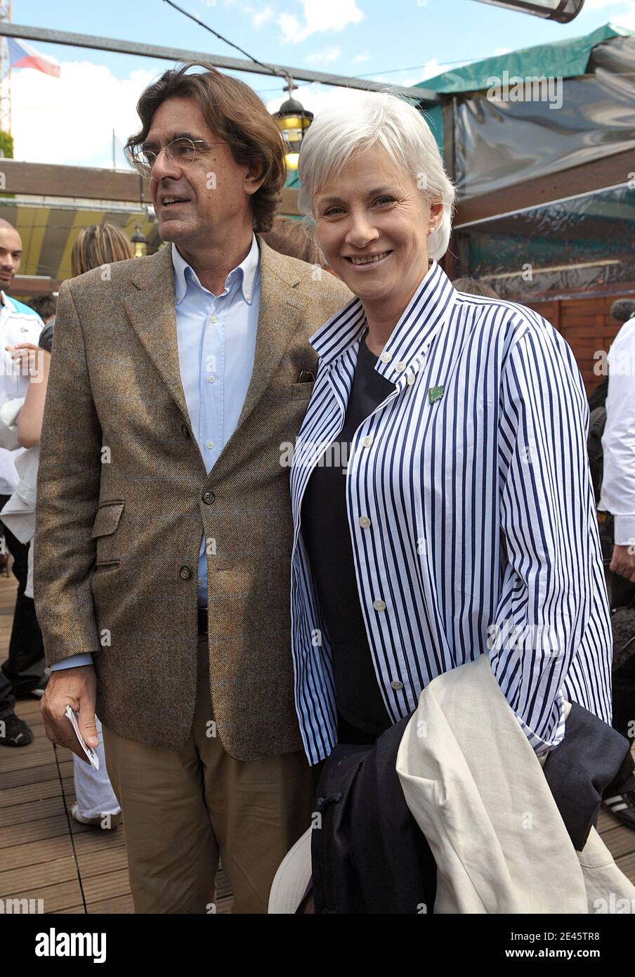 Francoise De Panafieu and Luc Ferry arriving at the VIP area 'Le Village' during the 2009 French Tennis Open at Roland Garros arena in Paris, France on June 7, 2009. Photo by Gorassini-Guignebourg/ABACAPRESS.COM Stock Photo