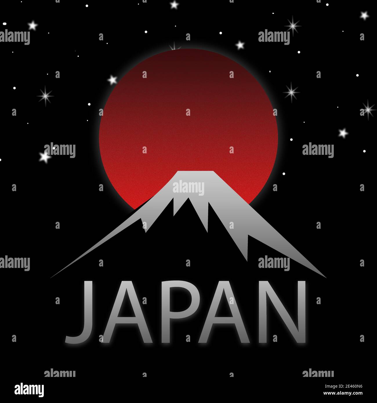 Japan famous fuji mountain, sunset. Vector illustration on the theme of Japan. Stock Vector