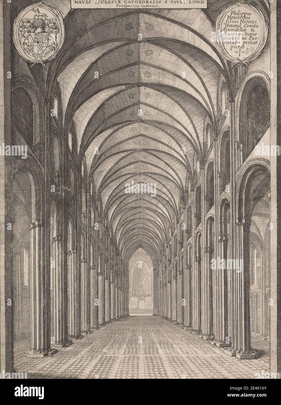 Wenceslaus Hollar, 1607â€“1677, Bohemian, Navis Ecclesiae Cathedralis St. Pauli, London, Prospectus interior. Engraving. Stock Photo