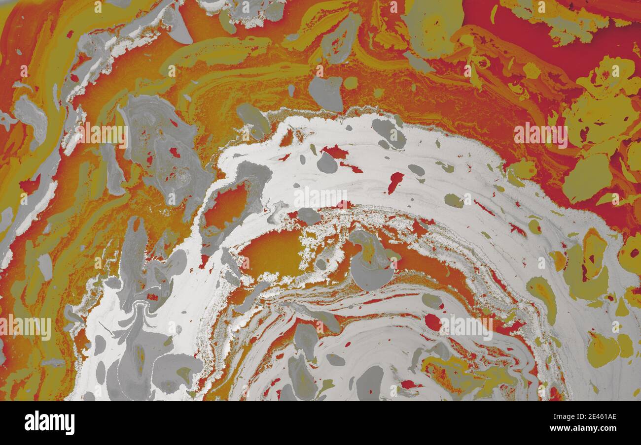 Seamless texture with paper marbling surface design in gray and orange ...