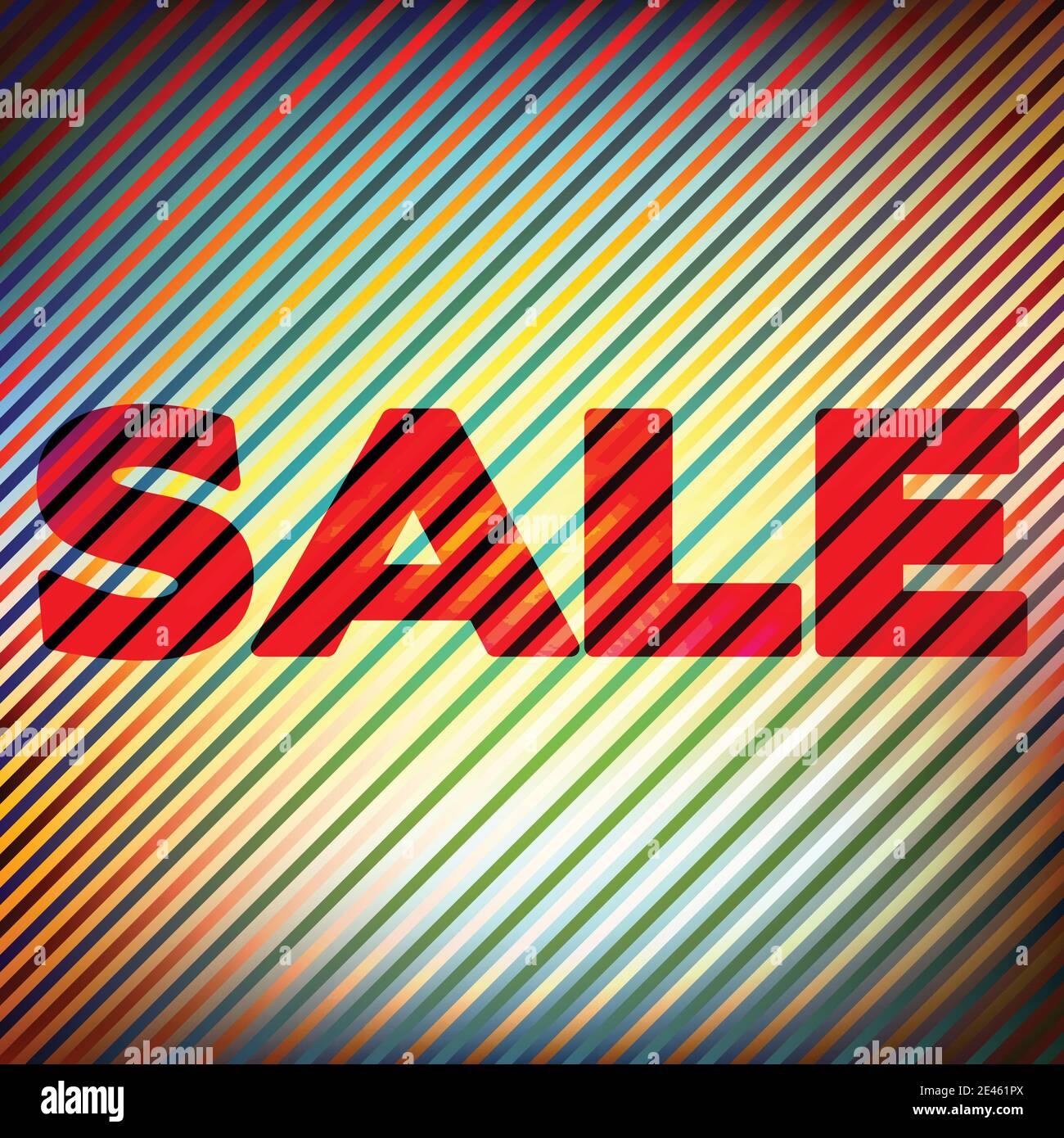 'Sale' on a bright abstract striped background. Vector graphic pattern Stock Vector