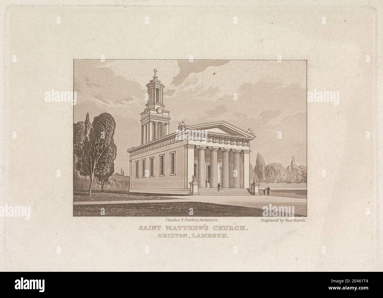 Robert Havell, 1769â€“1832, British, St. Matthew's Church, Kennington, Lambeth, undated. Engraving. Stock Photo