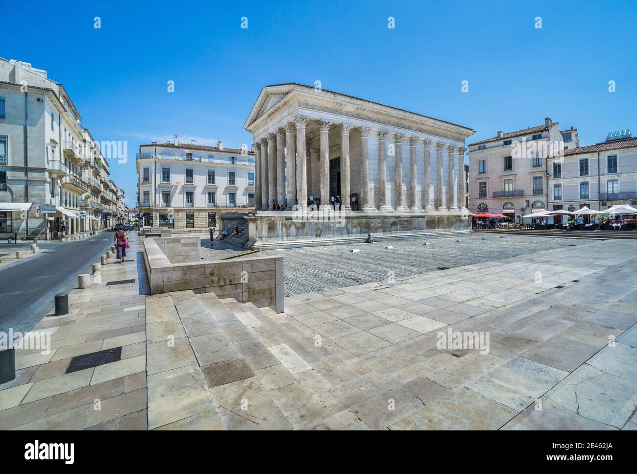 Maison Carrée, the ancient Roman temple in Nîmes is one of the best preserved Roman temples to survive in the territory of the former Roman Empire, Ga Stock Photo