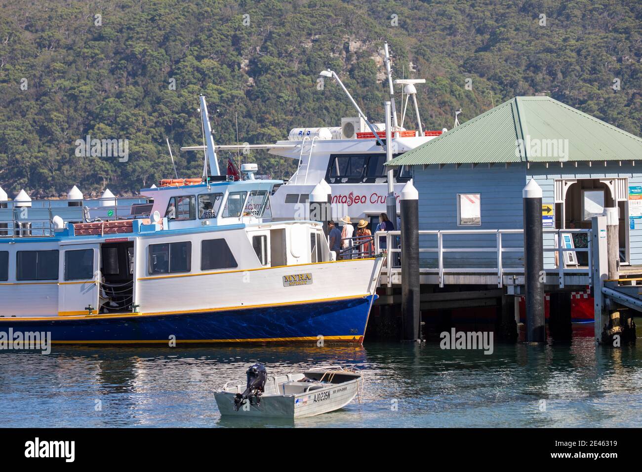Ferry boats at Palm Beach ferry wharf in Pittwater,Sydney,NSW,Australia Stock Photo Alamy