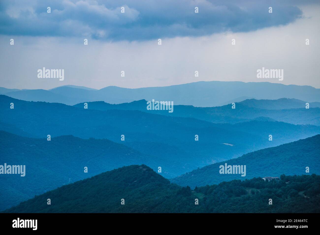 view of the Cevennes mountains from Aire du Tableau on the Ridge of Mazilhou, Cévennes National Park, Occitanie region, Southern France Stock Photo