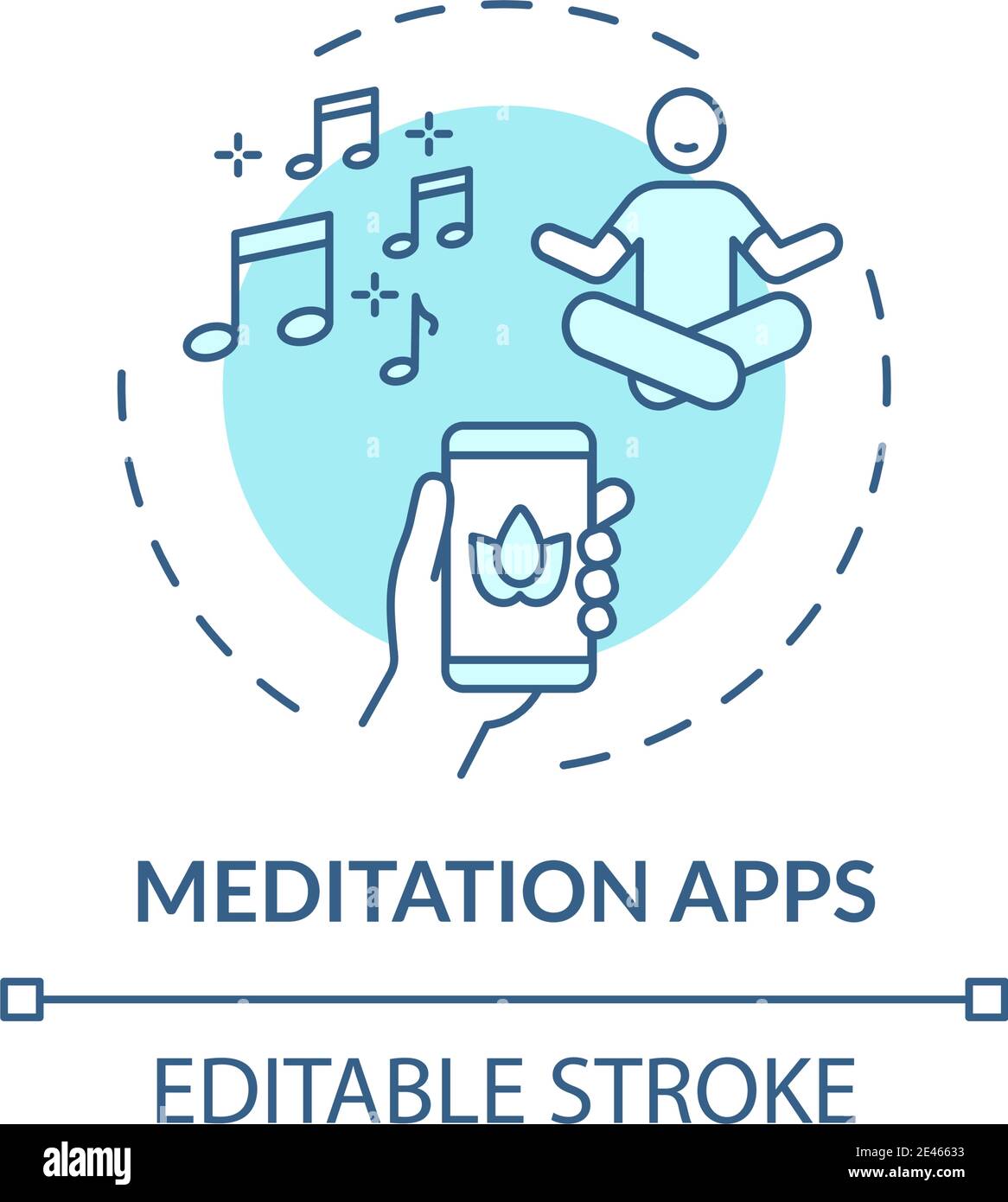 Meditation apps concept icon Stock Vector