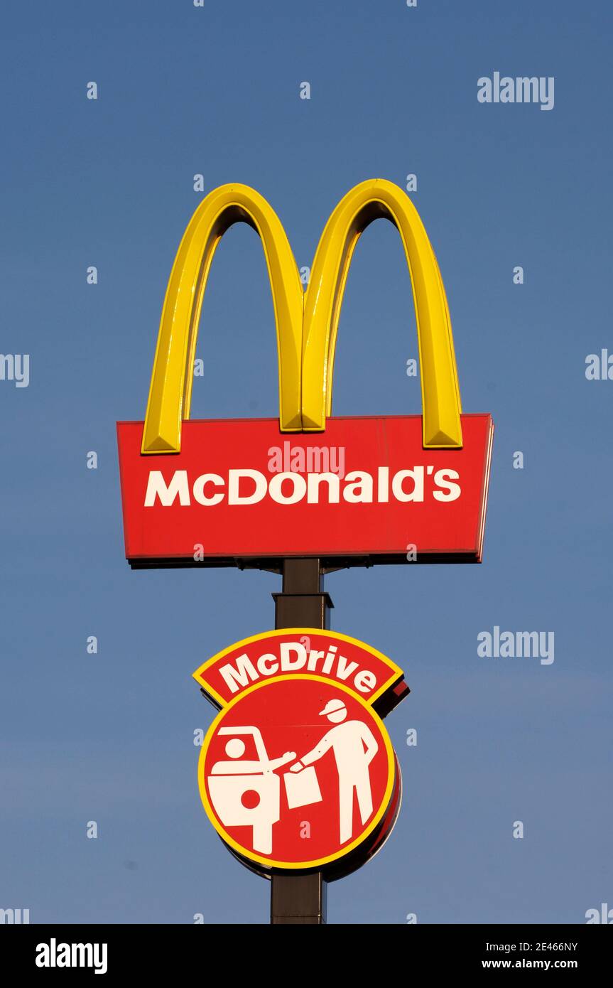McDonald's sign board in France. Photo by Philippe Montigny/ABACAPRESS ...