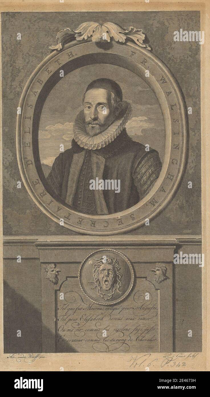 Pieter S. van der Gunst, 1659â€“c. 1724, Sir Francis Walsingham, undated. Line engraving and stipple engraving on medium, slightly textured, beige, laid paper. Stock Photo