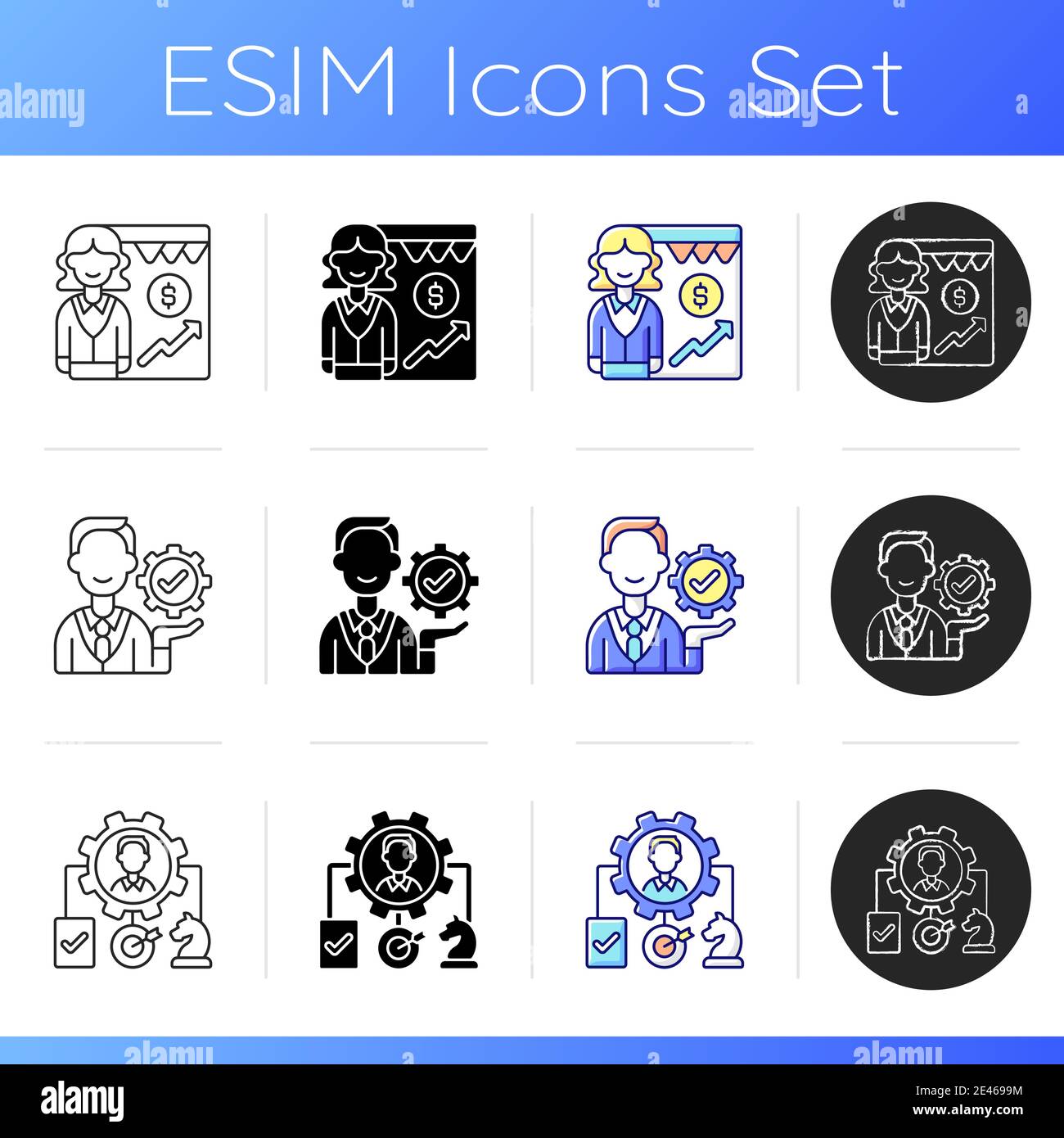 Company structure icons set Stock Vector
