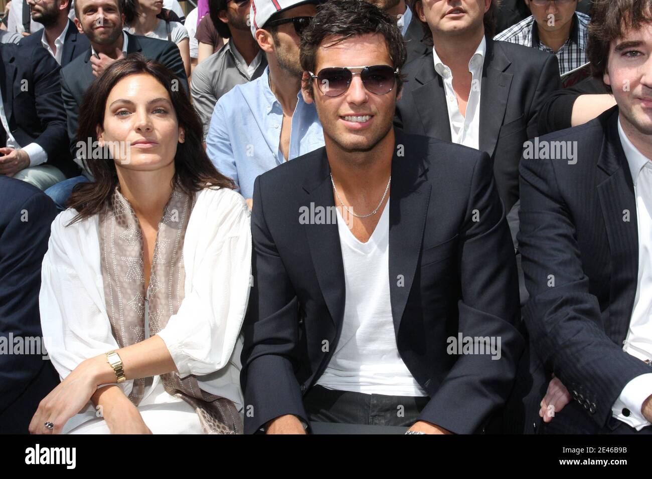 Bordeaux's soccer player Yoann Gourcuff with a friend during Louis Vuitton  the men's 2009-2010 spring-summer ready to wear (French PAP) collection  show held at 'Le 104 Centquatre' in Paris, France, on Juin