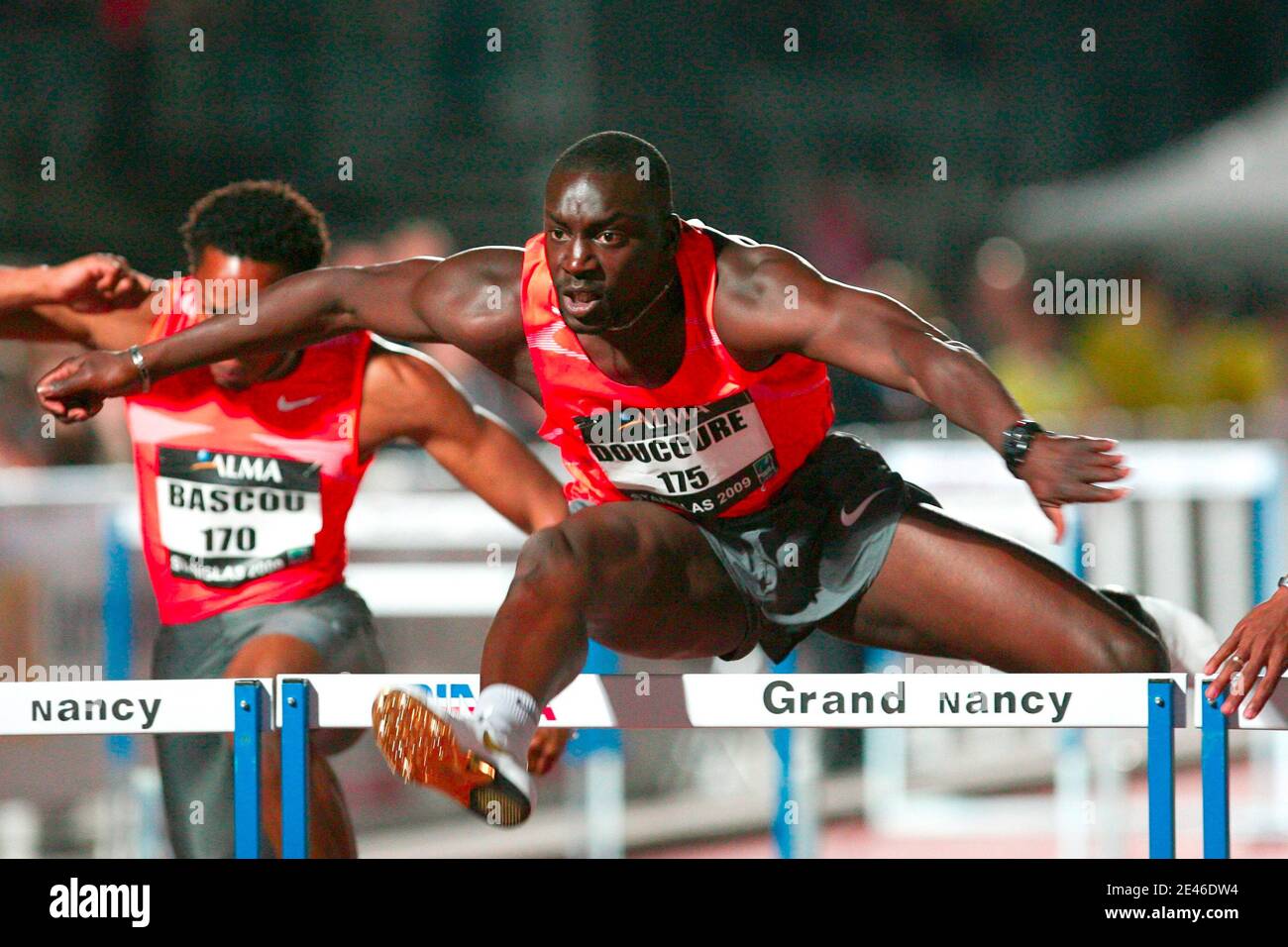 France's Ladji Doucoure competes in the 110 M Hurdles Men during the Athletics Stanislas Meeting Championships 2009 in Tromblaine, France on June 26, 2009. Photo by Cugnot Mathieu/Asa Pictures/ABACAPRESS.COM Stock Photo