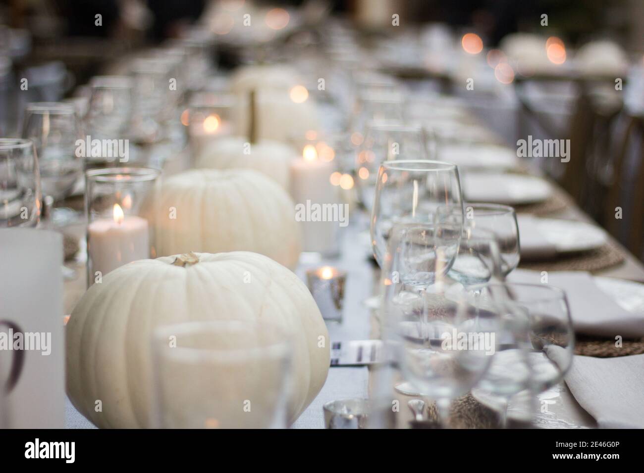 Elegant dinner table served on a garden Stock Photo