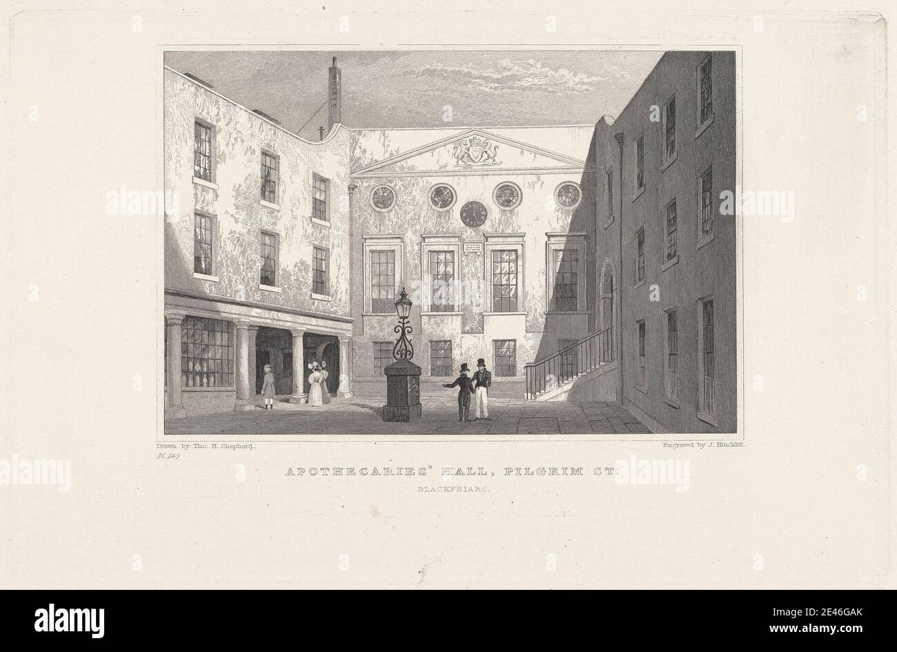 John J. Hinchliff, 1805â€“1875, British, Apothecaries Hall, Pilgrim Street. Engraving. Stock Photo