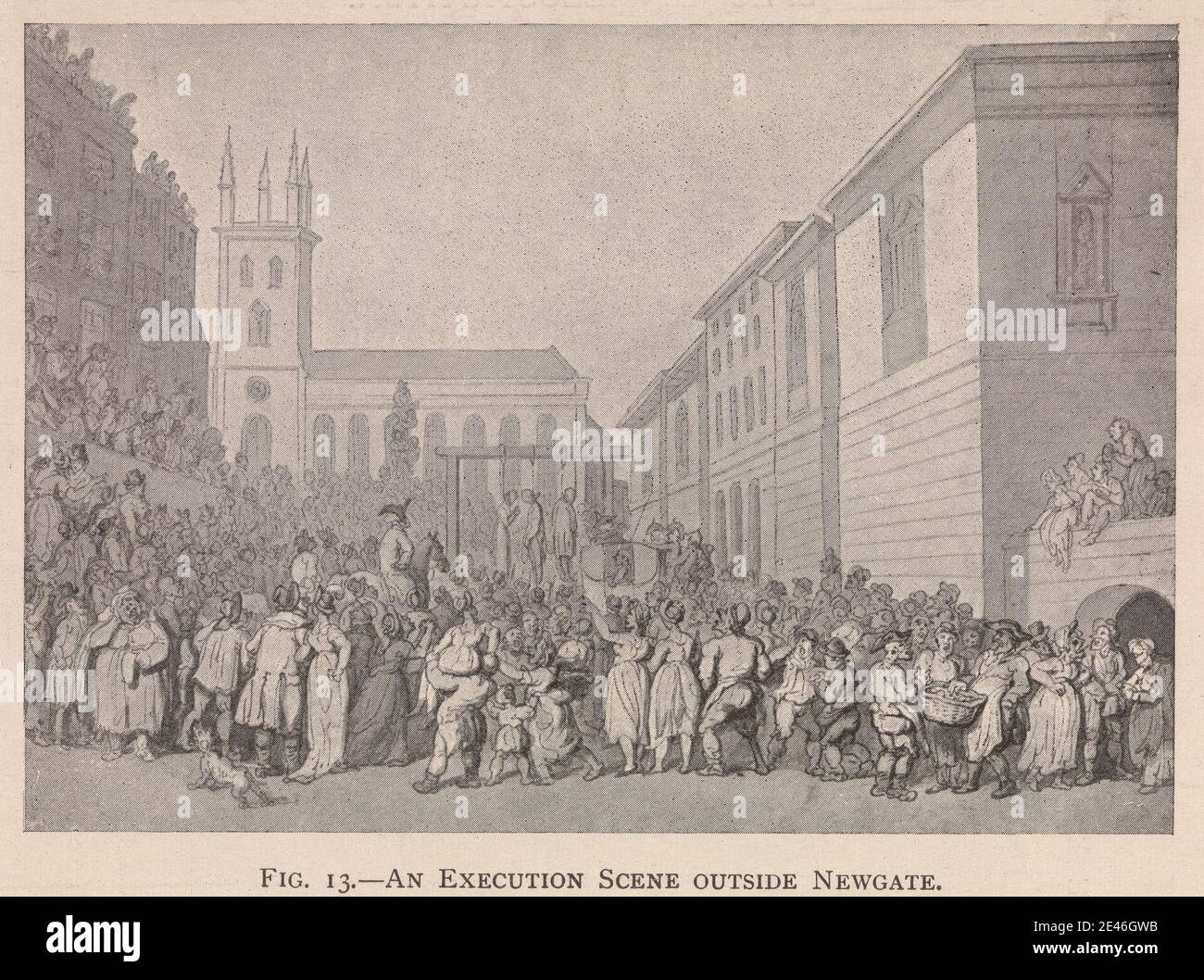 unknown artist, An Execution Scene Outside Newgate. Reproduction. Stock Photo