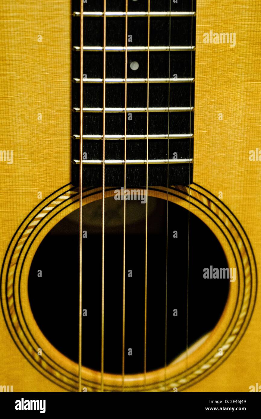 Six Strings Over Sound Hole Stock Photo Alamy