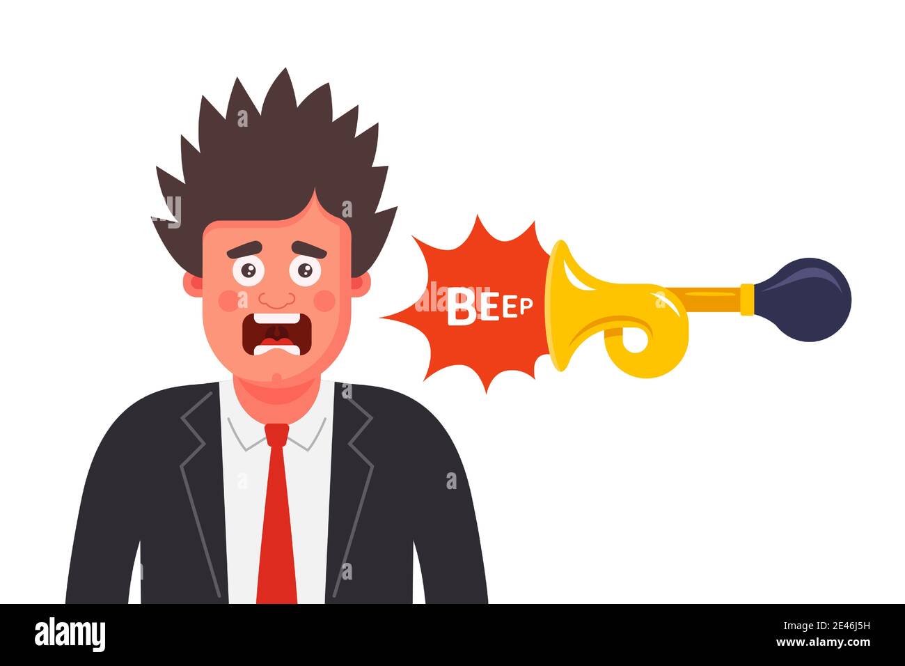 the man was frightened by the unexpected sound. scare a person with a