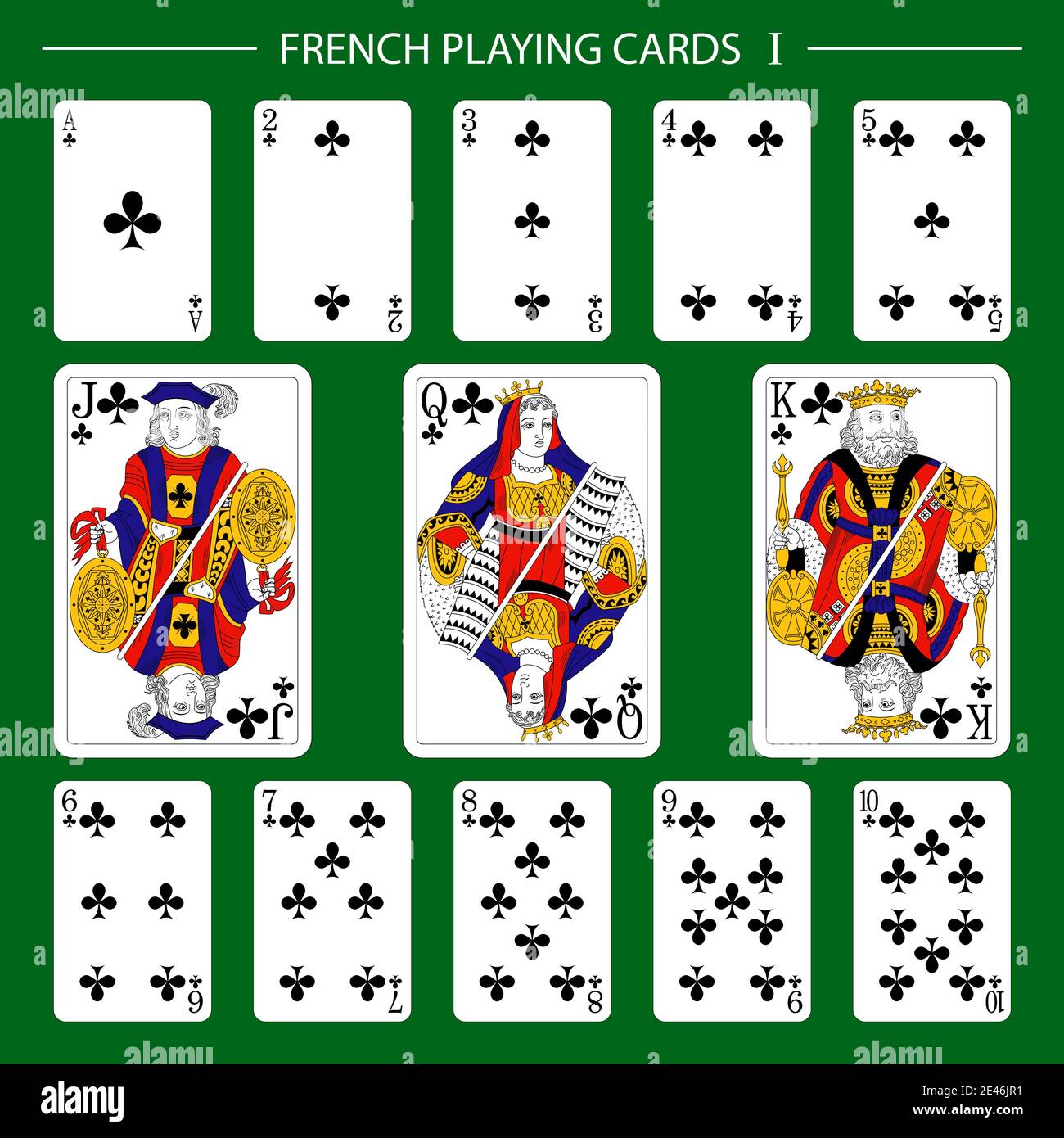 French playing cards suit clubs Stock Vector