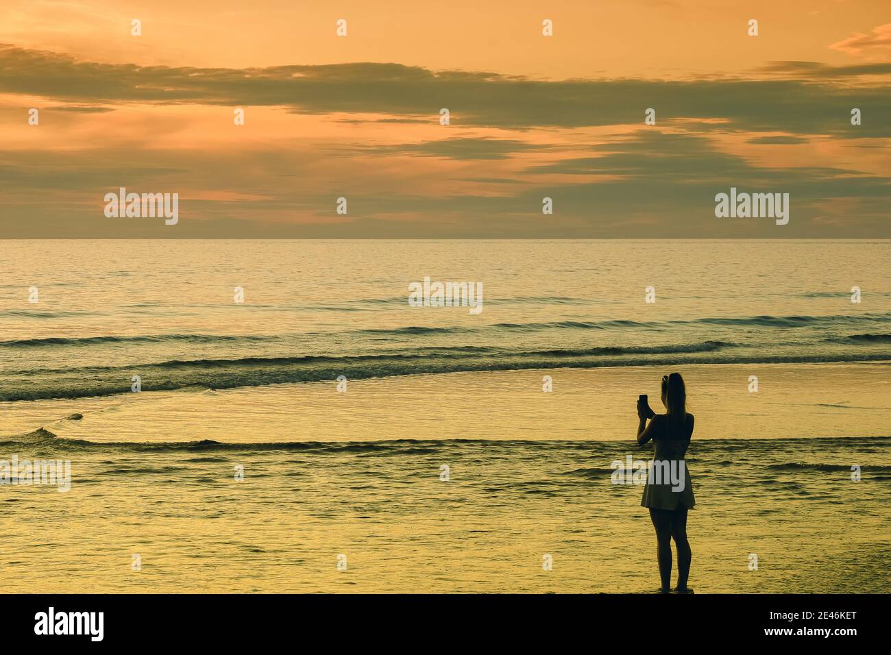 Sunset at Fistral beach Stock Photo