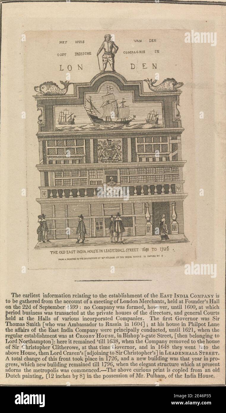 unknown artist, The Old East India House in Leadenhall Street 1648 to 1726; page 99 (Volume 0ne). Public Domain Stock Photo