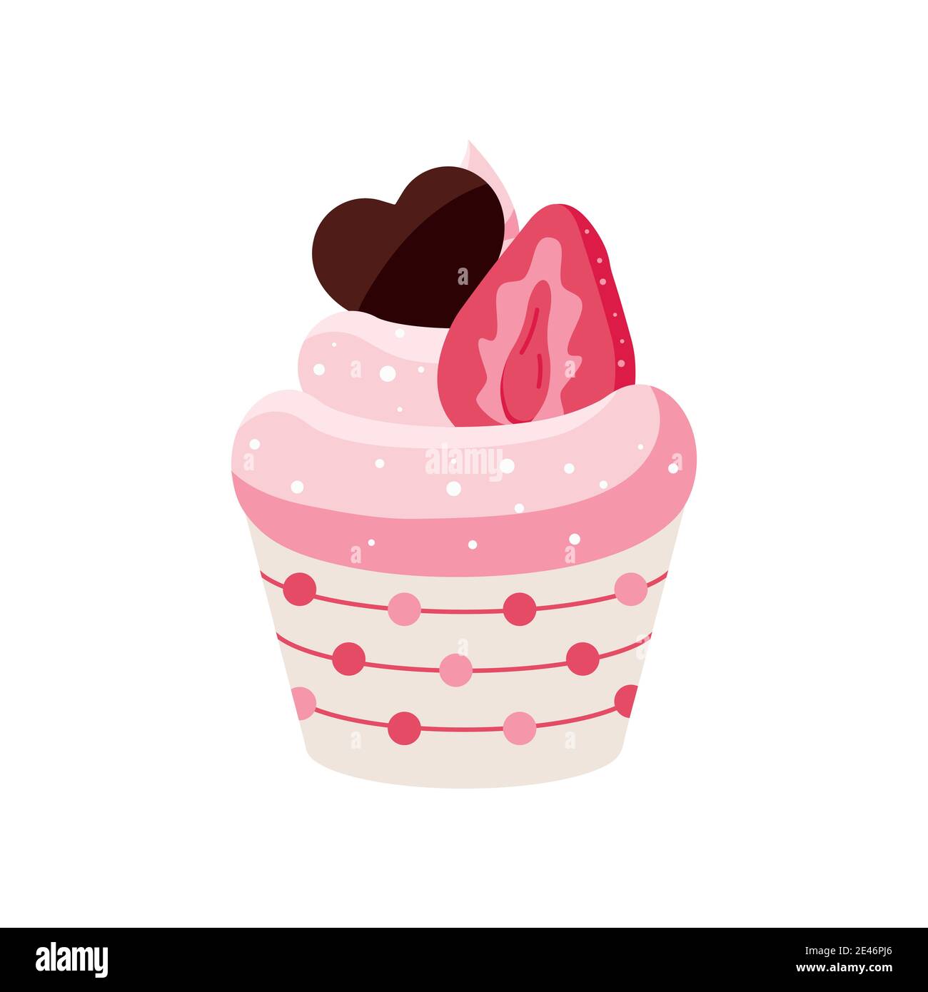 Valentines day cupcake icon isolated on white background. Stock Vector