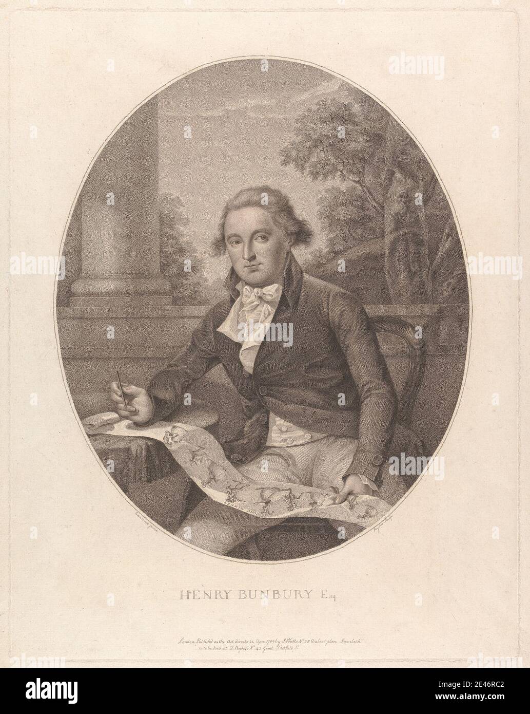 Thomas Ryder, 1746–1810, Irish, Henry Bunbury, Esqr. Engraving. Public Domain Stock Photo