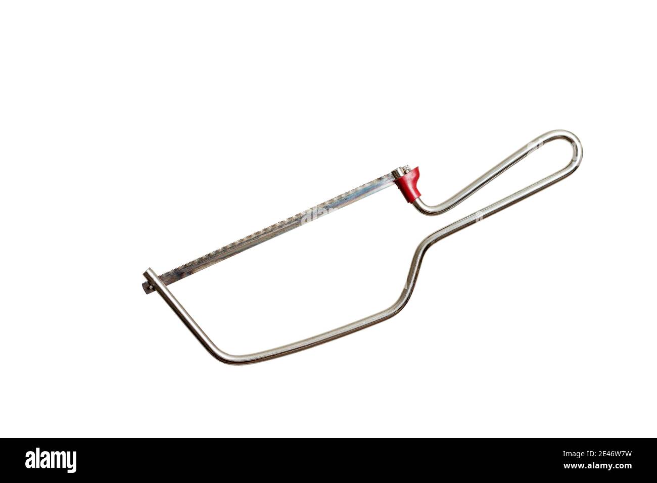 Antique junior hacksaw on a solid white background Stock Photo