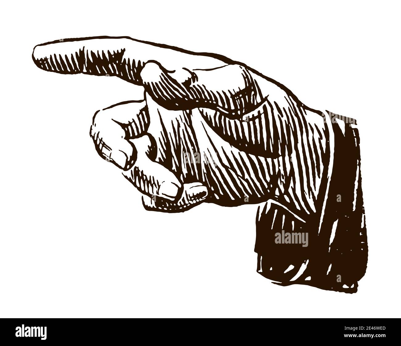 Slightly opened hand with pointing forefinger, after an antique engraving from the early 20th century Stock Vector