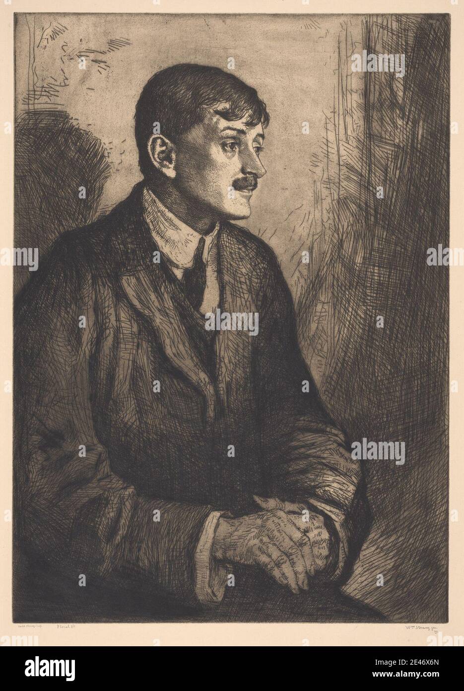 William Strang, 1859–1921, British, John Masefield no. 2. Etching. Public Domain Stock Photo