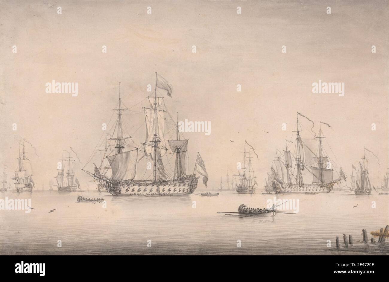 Captain Swayne Francis Swaine, 1730–1782, British, A Naval Squadron Lying at Spithead ...