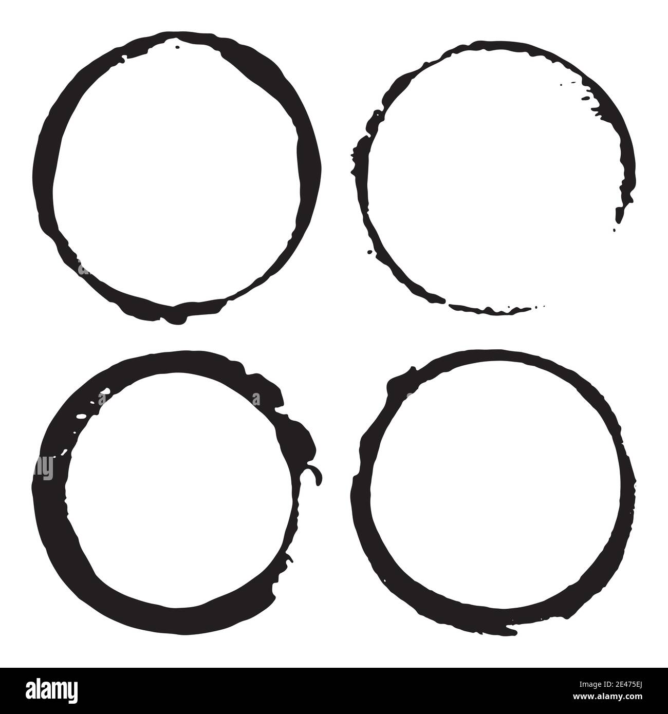 Round Frames, grunge textured hand drawn elements set, vector ...