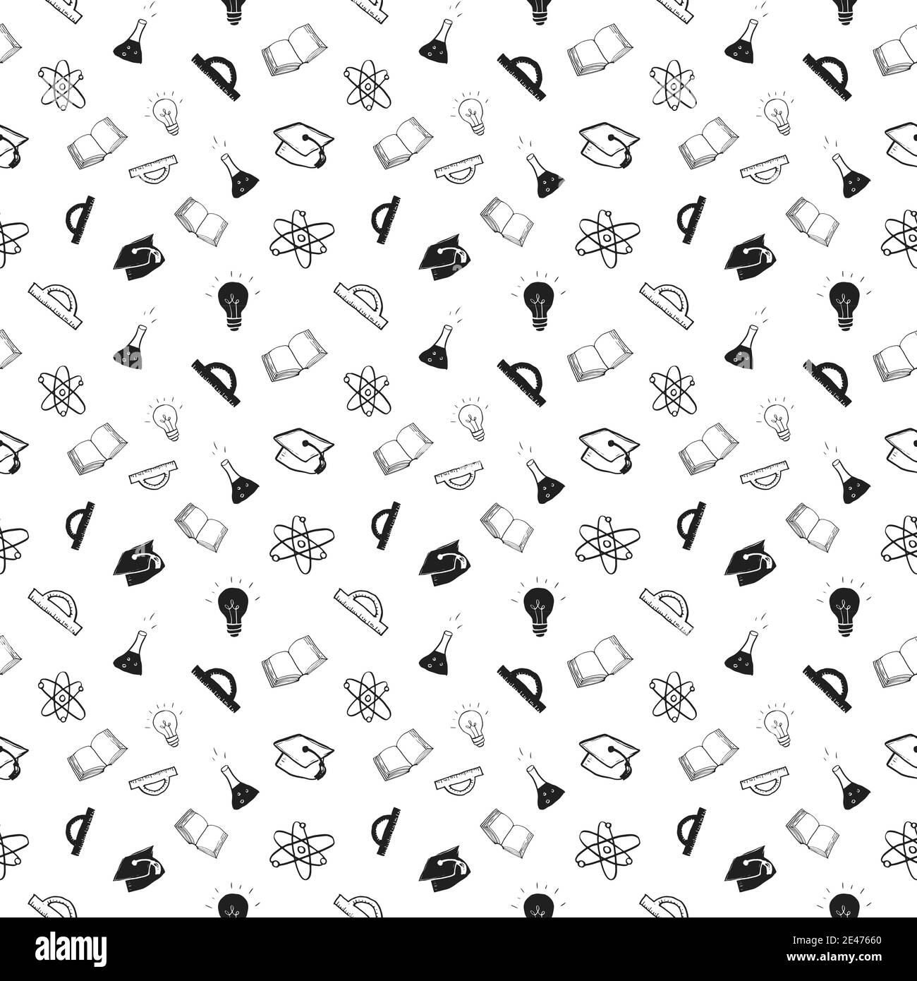 School seamless pattern Hand Drawn Doodles, Vector Illustration Stock ...