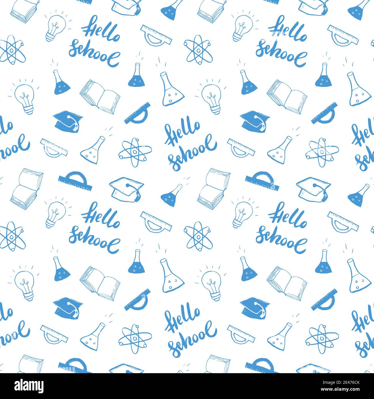 School seamless pattern Hand Drawn Doodles, Vector Illustration Stock ...