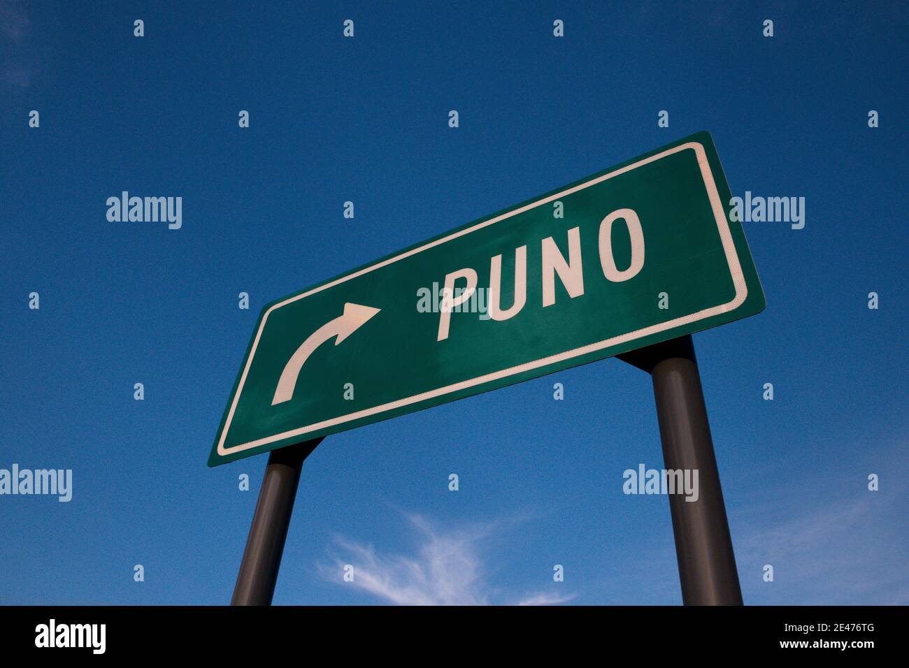 Road sign bound for Puno Peru Stock Photo