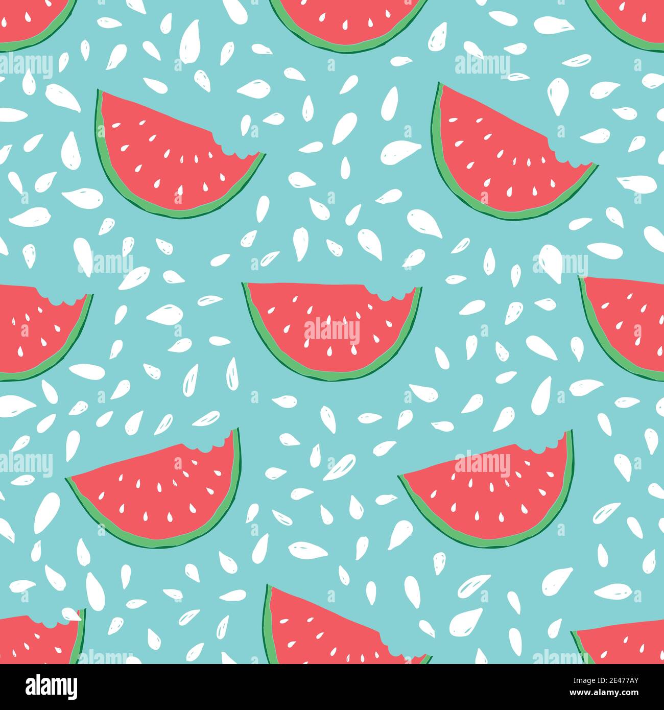 Watermelon Seamless Pattern hand drawn. Vector Illustration Stock ...