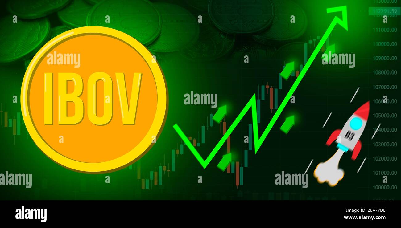 Financial chart rising ibov coin with copy space - finance Stock Photo