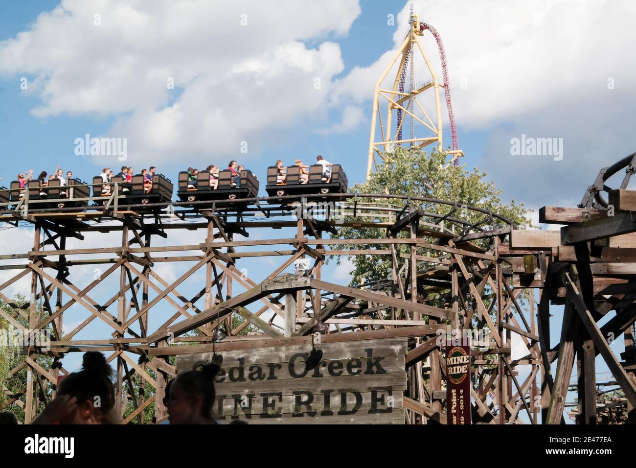 The Cedar Creek Mine Ride on a summer day at Cedar Point amusement park in Sandusky, Ohio, USA. Stock Photo