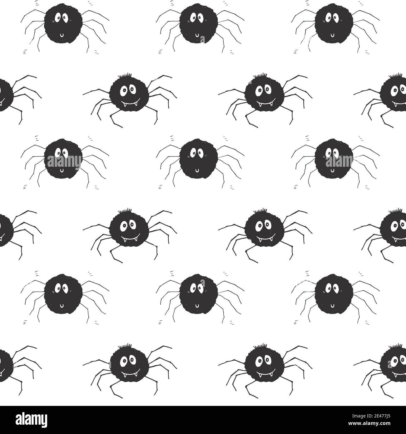 Cute Spider Seamless Pattern, Cartoon Hand Drawn Spider Doodles Vector ...