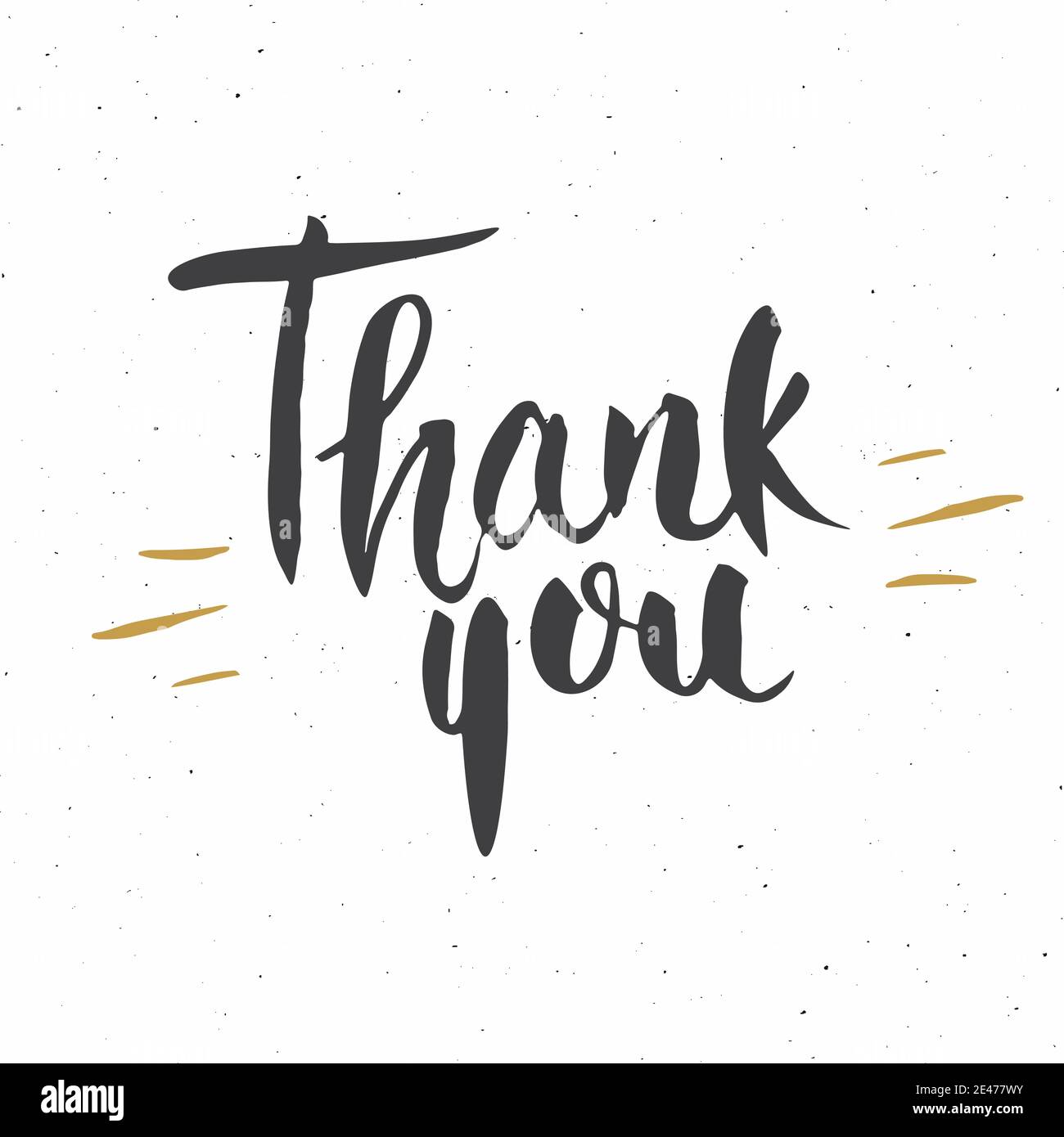 Thank you lettering quote, Hand drawn calligraphic sign. Vector illustration isolated on white. Stock Vector