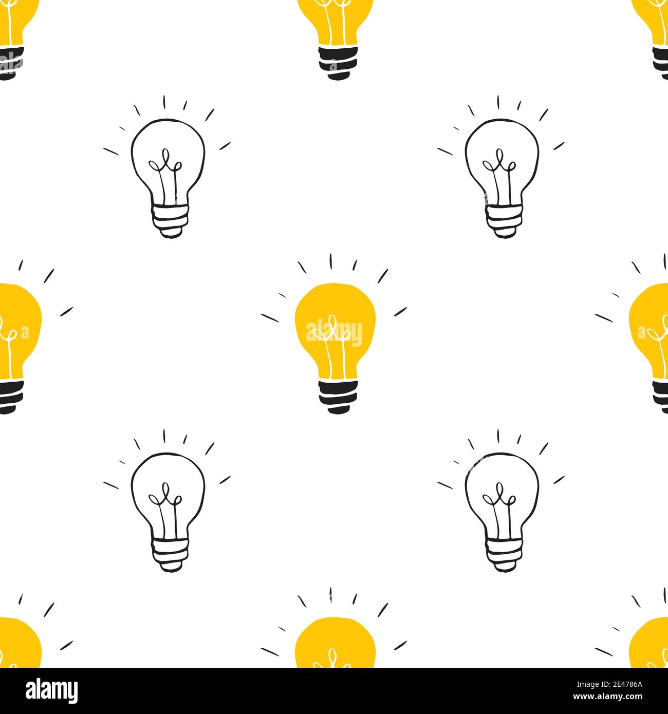 Light bulb Seamless Pattern hand drawn. Vector Illustration Stock ...