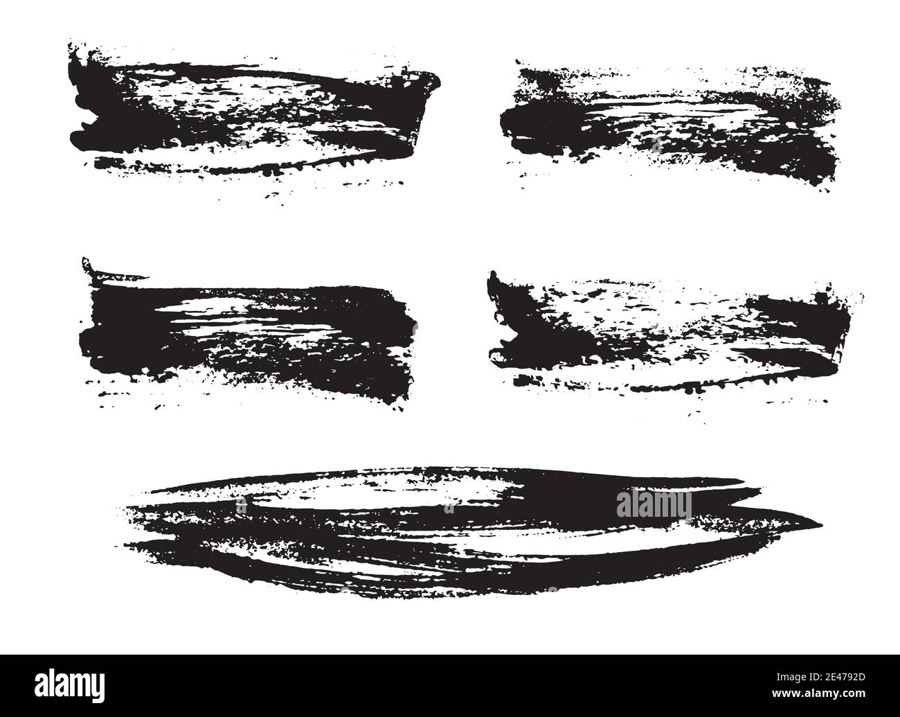 Brush strokes Set hand drawn grunge texture vector illustration ...