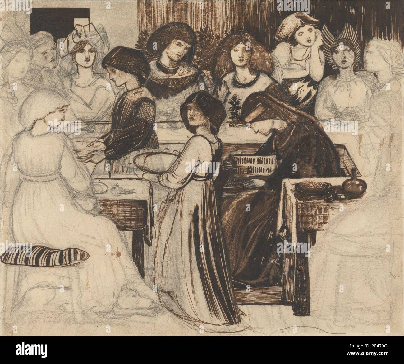 Edward BurneJones, 18331898, British, Study for The Wedding Feast of