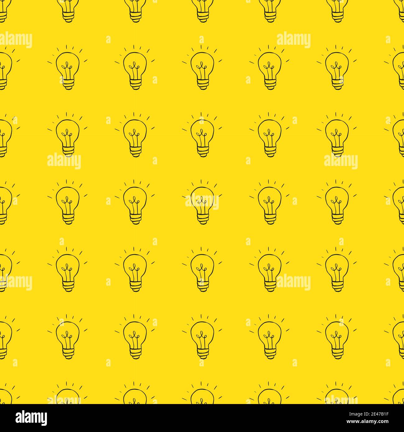 Light bulb Seamless Pattern hand drawn. Vector Illustration Stock ...